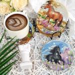 Spring Horse Diamond Art Coasters: 8 Pcs Standing Horse Diamond Painting Coasters with Holder, DIY Crafts Kit for Adults Beginners Home Decor Gifts
