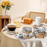 Spring Horse Diamond Art Coasters: 8 Pcs Standing Horse Diamond Painting Coasters with Holder, DIY Crafts Kit for Adults Beginners Home Decor Gifts