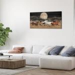 Artsbay Horse Wall Art Running on Grassland Pictures Night Scenery Decor Wild Animal Pictures Wooden Artwork for Bedroom Living Room Office 24x48 Inches
