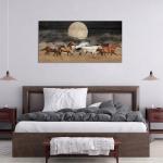 Artsbay Horse Wall Art Running on Grassland Pictures Night Scenery Decor Wild Animal Pictures Wooden Artwork for Bedroom Living Room Office 24x48 Inches