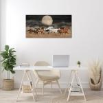Artsbay Horse Wall Art Running on Grassland Pictures Night Scenery Decor Wild Animal Pictures Wooden Artwork for Bedroom Living Room Office 24x48 Inches
