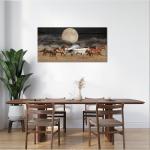 Artsbay Horse Wall Art Running on Grassland Pictures Night Scenery Decor Wild Animal Pictures Wooden Artwork for Bedroom Living Room Office 24x48 Inches