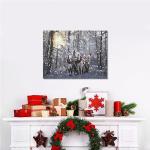 BANBERRY DESIGNS LED Wall Art - Horse Drawn Sleigh - Lighted Canvas Print - Snowy Winter Scene - Cardinals - Measures 12"X16"