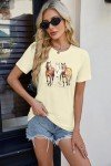 Horse Shirt Women Horse Lover Tshirt Funny Horse Riding Horse Graphic Tee Animal Western Country Summer Short Sleeve Tops Apricot