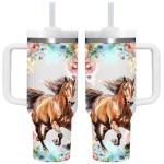 40 OZ Horse Tumbler with Handle.Horse Lover Cup Gift.40 OZ Unique Birthday Christmas Horse Tumblers Gifts for Women Men.