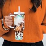 40 OZ Horse Tumbler with Handle.Horse Lover Cup Gift.40 OZ Unique Birthday Christmas Horse Tumblers Gifts for Women Men.
