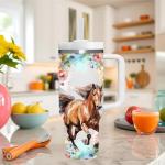40 OZ Horse Tumbler with Handle.Horse Lover Cup Gift.40 OZ Unique Birthday Christmas Horse Tumblers Gifts for Women Men.