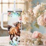 40 OZ Horse Tumbler with Handle.Horse Lover Cup Gift.40 OZ Unique Birthday Christmas Horse Tumblers Gifts for Women Men.
