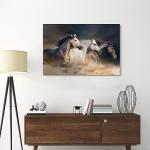 Animal Horse Canvas Wall Art: Galloping Horses Picture Farm Wildlife Photography Painting Print Equestrian Artwork Decor for Living Room Office Bedroom Home 36 x 24 Inch
