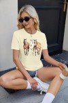 Horse Shirt Women Horse Lover Tshirt Funny Horse Riding Horse Graphic Tee Animal Western Country Summer Short Sleeve Tops Apricot