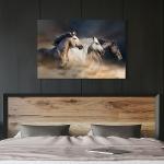 Animal Horse Canvas Wall Art: Galloping Horses Picture Farm Wildlife Photography Painting Print Equestrian Artwork Decor for Living Room Office Bedroom Home 36 x 24 Inch