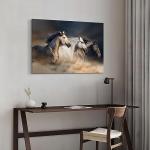Animal Horse Canvas Wall Art: Galloping Horses Picture Farm Wildlife Photography Painting Print Equestrian Artwork Decor for Living Room Office Bedroom Home 36 x 24 Inch