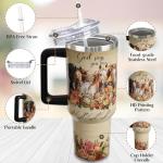 qoepfnsh 40 oz Horse Tumbler with Handle and Straw, Christian Stainless Steel Vacuum Insulated Travel Coffee Mug Cup Water Bottle, Horses Stuff Accessories Decor Gifts for Women Girls