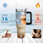 qoepfnsh 40 oz Horse Tumbler with Handle and Straw, Christian Stainless Steel Vacuum Insulated Travel Coffee Mug Cup Water Bottle, Horses Stuff Accessories Decor Gifts for Women Girls