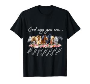 Horse Cute Farm Animal Horse Lovers Apparel God Says You Are Religious Inspirational Horse Lover Black Crew Neck T-Shirt