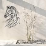 LIYOUYA Line Horse Metal Wall Decor - Rustic Farmhouse Room Decor Black Simple Horse Wall Art Home Decor for Living Room, Bedroom, Dining Room, Farmhouse (Black)