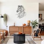 LIYOUYA Line Horse Metal Wall Decor - Rustic Farmhouse Room Decor Black Simple Horse Wall Art Home Decor for Living Room, Bedroom, Dining Room, Farmhouse (Black)