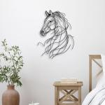 LIYOUYA Line Horse Metal Wall Decor - Rustic Farmhouse Room Decor Black Simple Horse Wall Art Home Decor for Living Room, Bedroom, Dining Room, Farmhouse (Black)