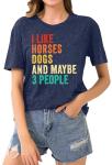 Funny Saying Shirt for Women Funny Letter Printed Shirts Horse Lover T-Shirt Ride Horses Letter Graphic Tops Blue
