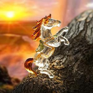 H&D HYALINE & DORA Crystal Standing Horse Figurine Collectible Glass Animal Statue Decoration Ornaments for Home Office Table