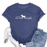 Horse Lover T-Shirt Women Western Shirts Horse Gifts for Girls Western Graphic Tees Casual Short Sleeve Tops Blue