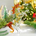 H&D HYALINE & DORA Crystal Standing Horse Figurine Collectible Glass Animal Statue Decoration Ornaments for Home Office Table