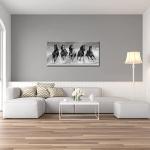 iLOOKLiKE Large Running Horse Canvas Pictures Wall Art Black and White Paintings Modern Wild Animals Artwork for Living Room Bedroom Decoration Framed and Ready to Hang Gallery Wrapped 20x48inch