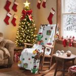 Western Cowboy Christmas Blanket, Cactus Santa Claus Ride Horse Print Ultra-Soft Micro Fleece Blanket - Western Winter Xmas Comfort and Warmth Fuzzy Blanket for Couch Living Room Decor，30"X40"