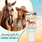 AT2Z GLOBAL Horse Gifts For Girls - Horse Gifts for Women - Christmas, Mothers Day, Birthday Gift For Horses Lovers - Horses Riding Lover Gift - 40Oz Tumbler With Handle & Straw