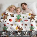 Western Cowboy Christmas Blanket, Cactus Santa Claus Ride Horse Print Ultra-Soft Micro Fleece Blanket - Western Winter Xmas Comfort and Warmth Fuzzy Blanket for Couch Living Room Decor，30"X40"