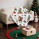 Western Cowboy Christmas Blanket, Cactus Santa Claus Ride Horse Print Ultra-Soft Micro Fleece Blanket - Western Winter Xmas Comfort and Warmth Fuzzy Blanket for Couch Living Room Decor，30"X40"