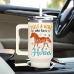 AT2Z GLOBAL Horse Gifts For Girls - Horse Gifts for Women - Christmas, Mothers Day, Birthday Gift For Horses Lovers - Horses Riding Lover Gift - 40Oz Tumbler With Handle & Straw