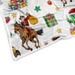 Western Cowboy Christmas Blanket, Cactus Santa Claus Ride Horse Print Ultra-Soft Micro Fleece Blanket - Western Winter Xmas Comfort and Warmth Fuzzy Blanket for Couch Living Room Decor，30"X40"