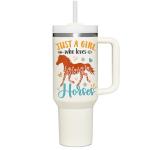 AT2Z GLOBAL Horse Gifts For Girls - Horse Gifts for Women - Christmas, Mothers Day, Birthday Gift For Horses Lovers - Horses Riding Lover Gift - 40Oz Tumbler With Handle & Straw