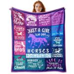 Horse Blanket Horses Gifts for Girls Horses Lover Gifts - Just A Girl Who Loves Horse 50" X 60" Soft Throw Blanket - Christmas Birthday Present for Women