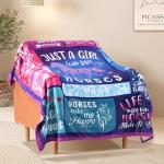 Horse Blanket Horses Gifts for Girls Horses Lover Gifts - Just A Girl Who Loves Horse 50" X 60" Soft Throw Blanket - Christmas Birthday Present for Women