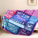 Horse Blanket Horses Gifts for Girls Horses Lover Gifts - Just A Girl Who Loves Horse 50" X 60" Soft Throw Blanket - Christmas Birthday Present for Women