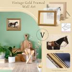Vodefoad Detachable Gold Framed Retro Wall Art for Home Decor, Rustic Farmhouse Wall Decor Horse Canvas Artwork, Classical Animal Farm Aesthetic Picture Poster Equestrian Wall Art for Bathroom, Living Room, Desktop Wall Art decor - 8x10Inch