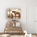 Redland Art Vintage Horse Wall Art Framed Canvas Print - Caballos Decoracion for Western Ranch, Christian Country Home Decor, Rustic Living Room Picture, 11.5x15