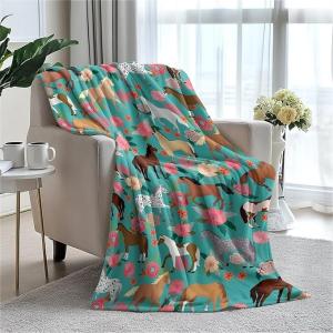 Horse Fleece Blanket Super Soft Cozy Throw Blanket Throw 40X50inch, Lightweight Fuzzy Comfy Textured Flannel Blanket Warm Plush Throw Blankets for Couch, Sofa, Bed