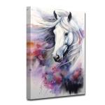 Horse Canvas Wall Art，Colorful Animal Paintings，Animal Portrait Picture Prints for Living Rooms Office Decor Framed(Horse Art-4,12x18inch (30x45cm))