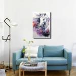 Horse Canvas Wall Art，Colorful Animal Paintings，Animal Portrait Picture Prints for Living Rooms Office Decor Framed(Horse Art-4,12x18inch (30x45cm))