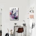 Horse Canvas Wall Art，Colorful Animal Paintings，Animal Portrait Picture Prints for Living Rooms Office Decor Framed(Horse Art-4,12x18inch (30x45cm))