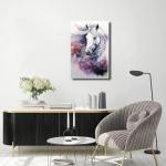 Horse Canvas Wall Art，Colorful Animal Paintings，Animal Portrait Picture Prints for Living Rooms Office Decor Framed(Horse Art-4,12x18inch (30x45cm))