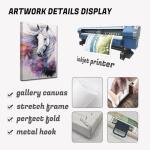 Horse Canvas Wall Art，Colorful Animal Paintings，Animal Portrait Picture Prints for Living Rooms Office Decor Framed(Horse Art-4,12x18inch (30x45cm))