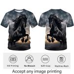 LAOLIUSN Men's Horse T-Shirt- Animal Theme, Realistic Graphic Tee Shirt,Grey,L