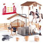 Peagrav Horse Stable Playset with Rider & Horses - Toy Figures for Boys & Girls, Ages 3-8