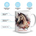 Hyturtle Personalized Horse Mug for Girls and Women - Birthday Gift for Horse Lovers - Animal Lover Custom Name 11oz White Ceramic Coffee Tea Mug