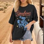 Cayxatiu Western Shirts for Women Vintage Cowgirl Shirt Oversized Rodeo Cowboy Graphic Tees Country Concert Short Sleeve Tops(Black,M)