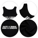 Women Cowboy Crop Tank Top: Cowgirl Tank Country Concert Tops Rodeo Country Music Shirts Vintage Western Crop Top Black